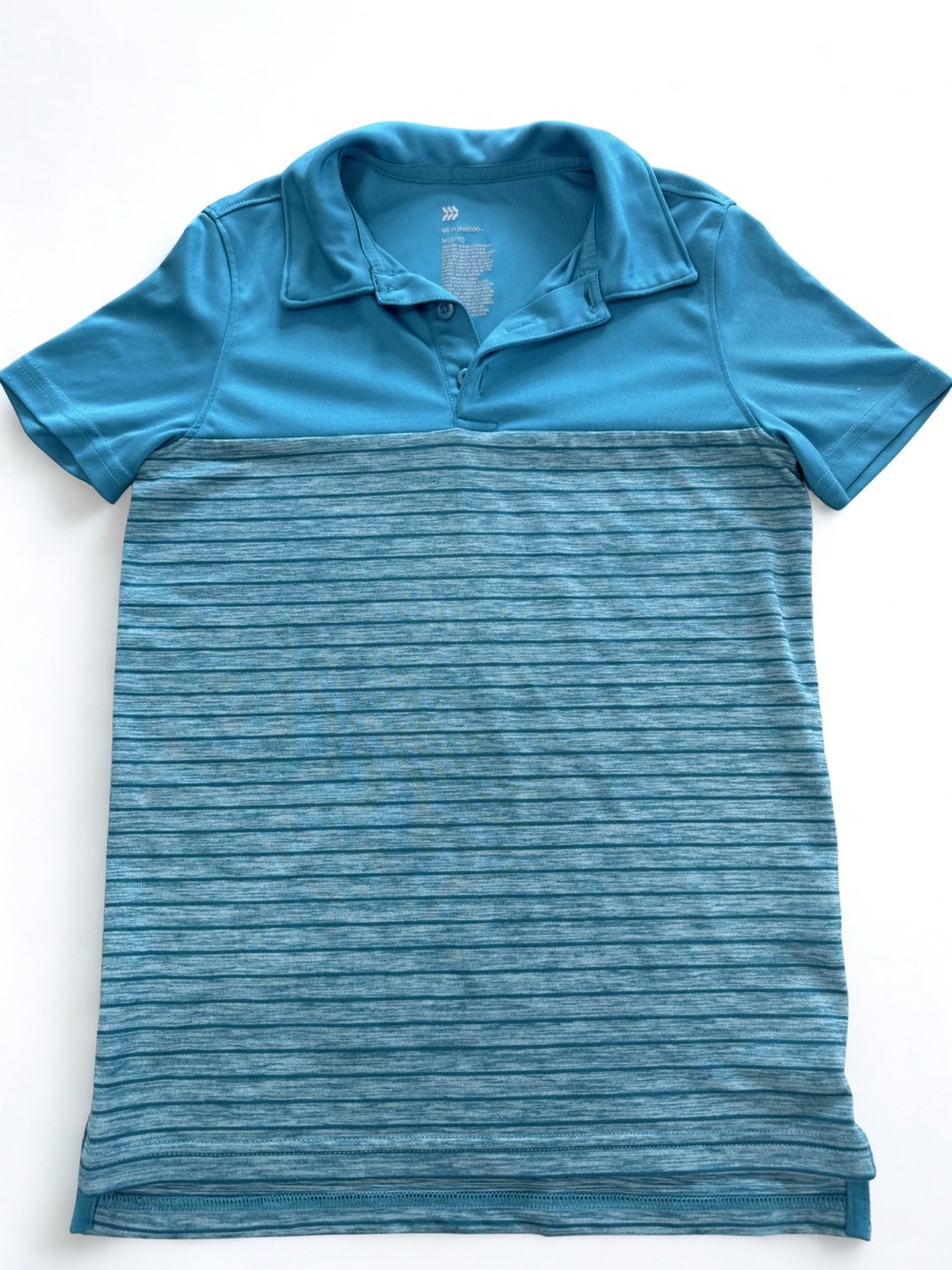 All in Motion Men's Teal & Aqua Striped Polo